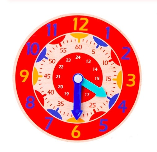 colorful clock for children h red