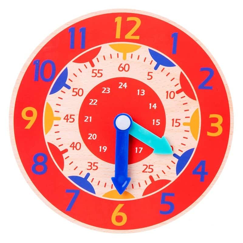 colorful clock for children h red