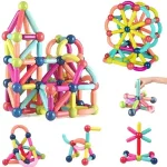 A Magnetic Construction Set for Children with different shapes and colors.