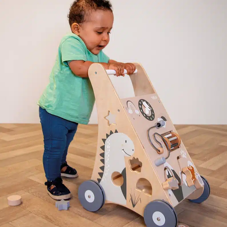 Chariot de Marche en Bois Montessori - Jouet Eléphant pour Bébé