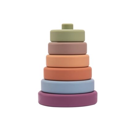 A colorful stack of rings Set of 6 soft silicone building blocks for baby.