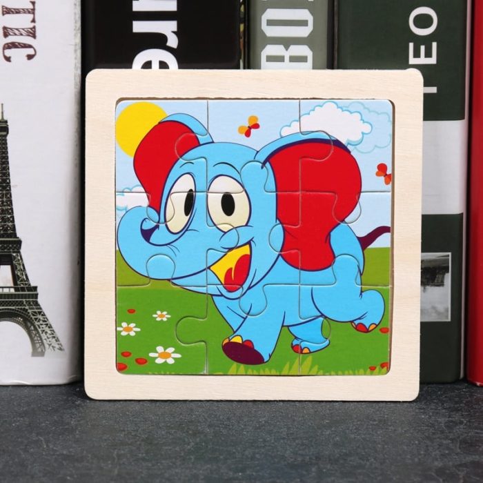 A wooden Animal Puzzle with an elephant.