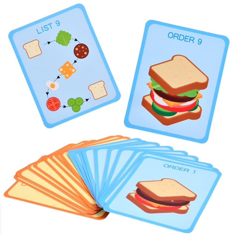Un jeu de cartes sur le thème du Jeu d'Empilage Hamburger.