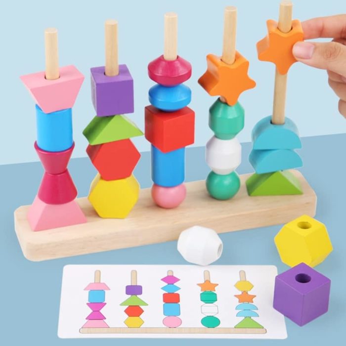 The Shape Matching Game is held in one hand.