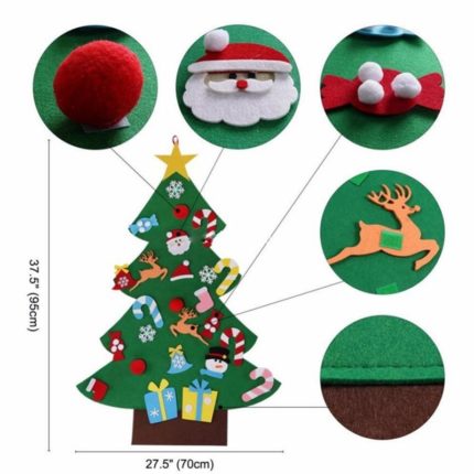 Weihnachtsbaum aus Filz mit 26 Dekorationsteilen.