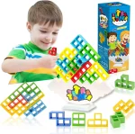 A child plays with a set of blocks.