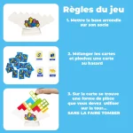 A set of instructions for a game called Regels du jeu, Tour Tetra - Jeu à Empiler d'Équilibre.