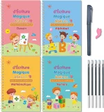 A boxed set of Improve your child's handwriting in 10 days for children with pens and pencils. Includes: 1 Pen + 1 Grip + 5 Magic Ink Refills.