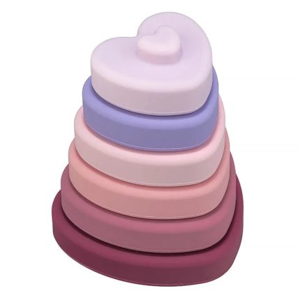 A stack of pink and purple heart-shaped stackers.