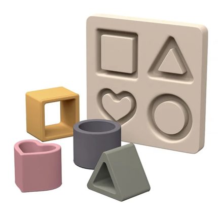 A set of plastic shapes in different colors and forms.