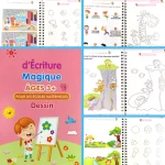 Un Cahier Magique Améliorez l'écriture de vos enfants en 10 jours avec des images d'enfants et d'animaux. Offert : 1 Stylo + 1 Grip + 5 Recharges d'Encre Magique.