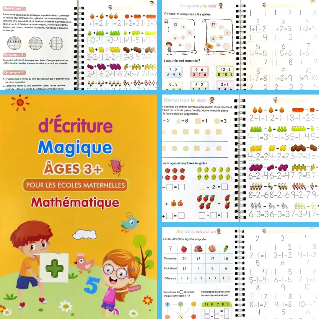 Cahiers d'écriture magique réutilisables avec stylo pour enfants,  apprentissage précoce de l'écriture manuscrite, enfants