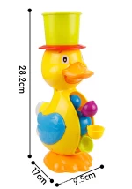 Un canard jouet en chapeau haut de forme devient un Jouet de Bain Déversoir à accrocher à la baignoire canard en chapeau haut de forme.