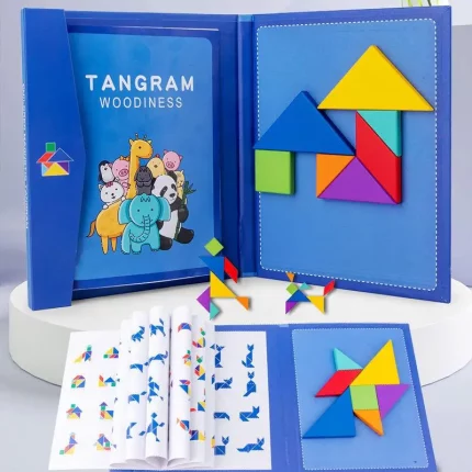 Tangram woods - un livre coloré avec un ensemble de puzzles.