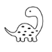 Un simple dessin au trait noir et blanc d'un petit dinosaure avec un long cou et une longue queue et des taches sur le dos.