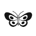 Illustration en noir et blanc d’un papillon aux motifs d’ailes symétriques.
