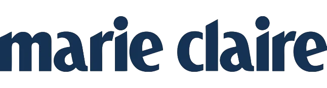 "Logo Marie Claire en texte bleu foncé sur fond transparent.